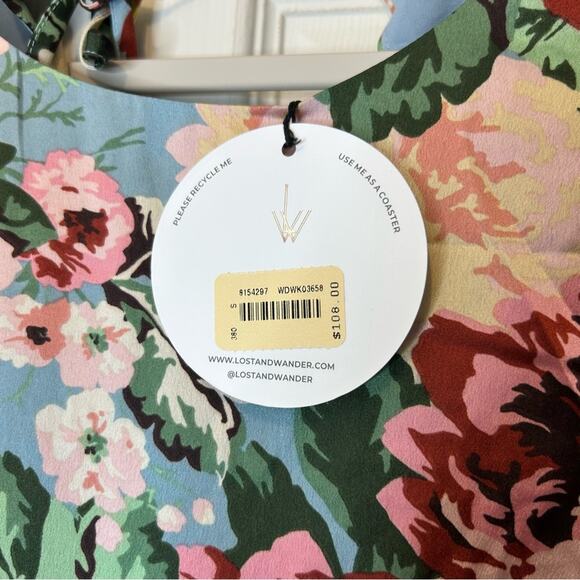 Lost + Wander Tea Party Floral Dress Long Sleeve Light Weight Womens Medium NWT - Picture 7 of 9